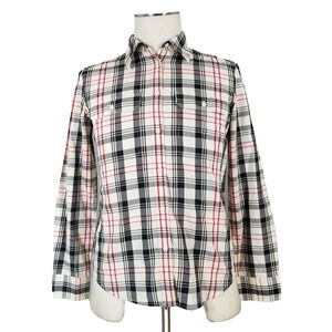 Lauren Ralph Lauren Shirt Womens Medium Black White Red Plaid Long Sleeve Cotton